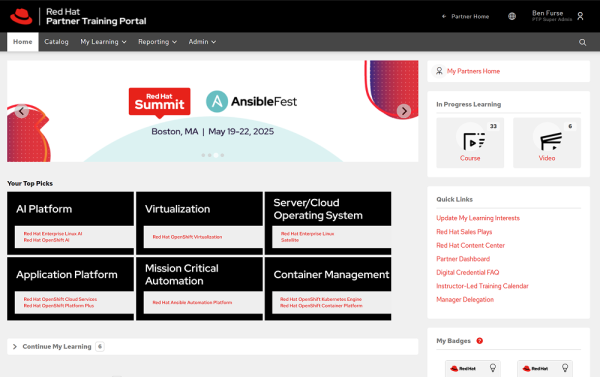 RedHat-Partner-Trainin-Portal LMS portal showing multi-tenancy capability